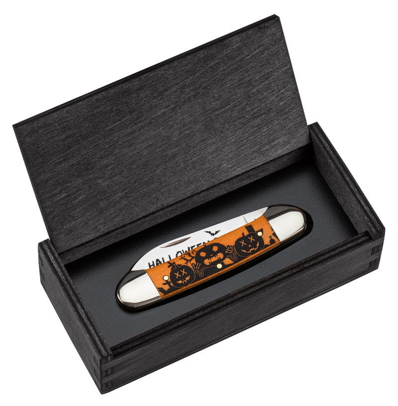 Case XX™ 2023 Halloween Canoe 10626 Smooth Persimmon Orange Bone Stainless Steel Pocket Knife