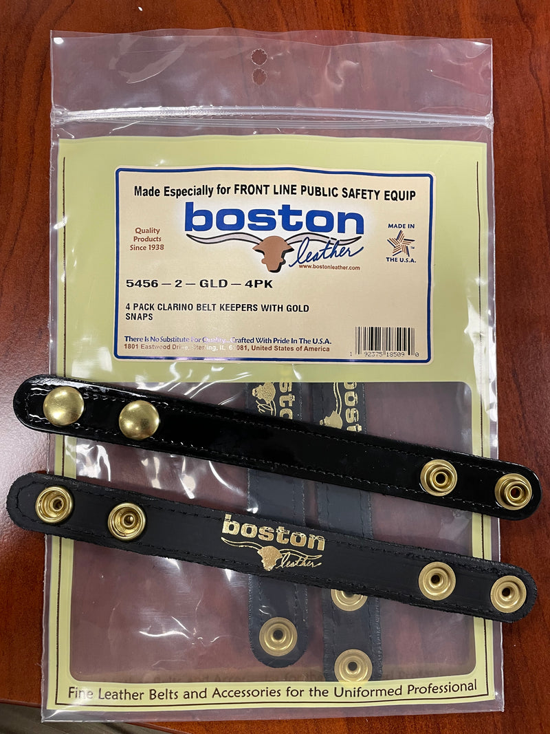Boston Leather 3/4" Belt Keepers with Gold Snaps - Hi Gloss