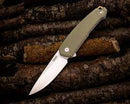 Columbia River CRKT 5325 Jesper Voxnaes Tueto Assisted Flipper Knife 3.283" Satin Plain Blade, OD Green G10 Handles