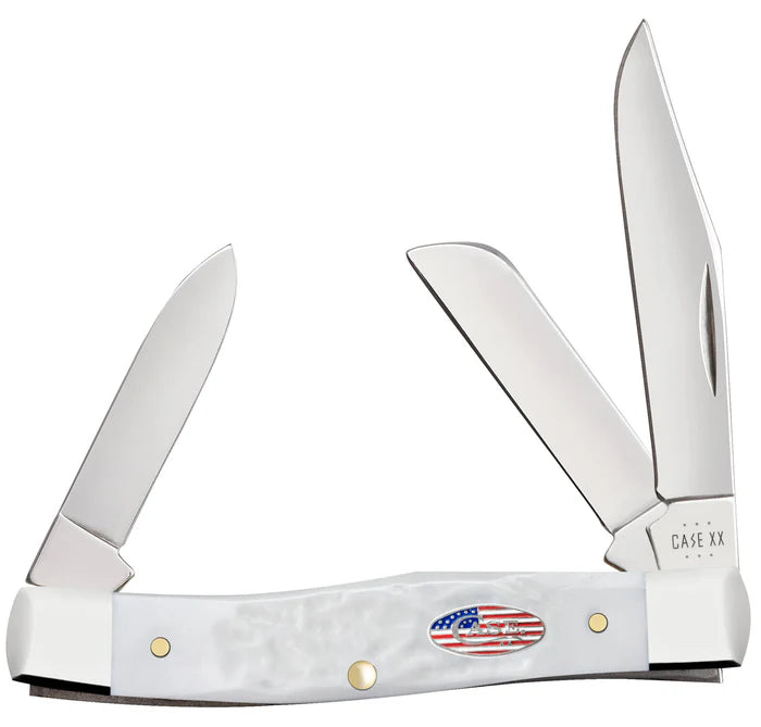 Case XX™ Small Stockman Stars & Stripes Rough White Stainless Pocket Knife 14106