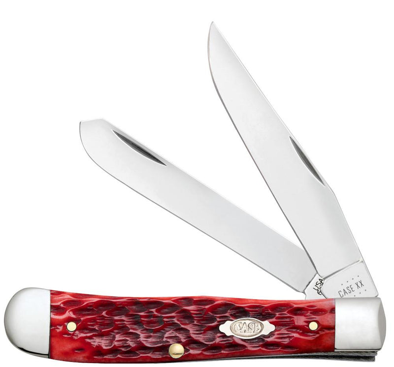Case Dark Red Bone Peach Seed Jig Chrome Vanadium Trapper (31950)