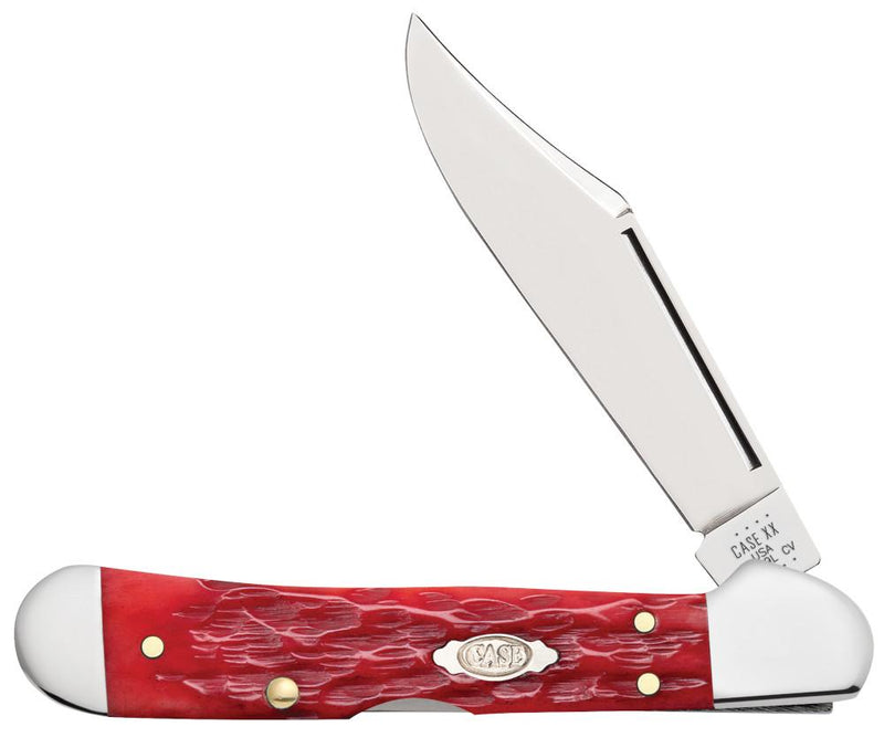 Case Dark Red Bone Peach Seed Jig Chrome Vanadium Mini CopperLock
