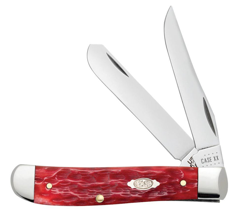 Case Dark Red Bone Peach Seed Jig Chrome Vanadium Mini Trapper