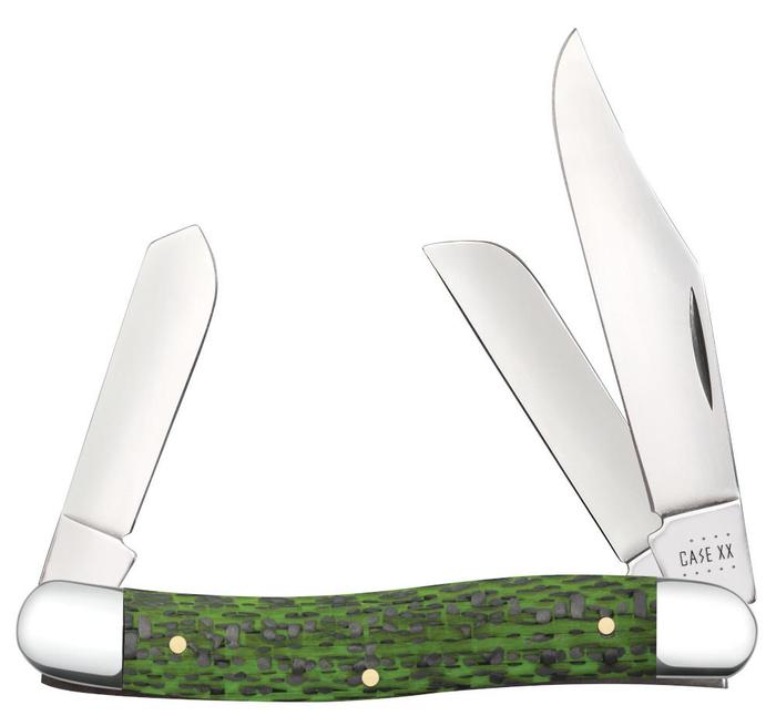 Case Green & Black Carbon Fiber Weave Smooth Stockman
