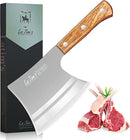LA TIM'S Meat Cleaver Knife, 2 lb Heavy Duty Cleaver with Hand Forged High Carbon Steel, Butcher Knife for Chopping Bones, Solid Wood Handle