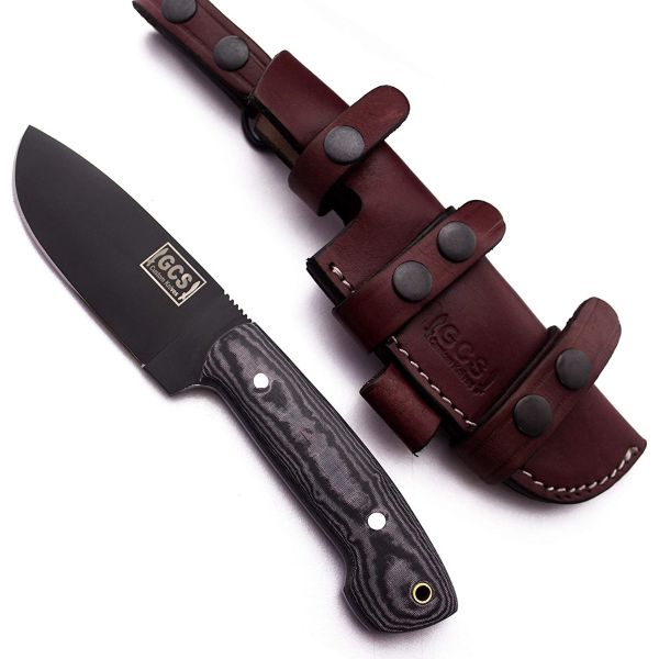 GCS Handmade G10 Handle D2 Tool Steel Tactical Hunting Knife with leather sheath Full tang blade