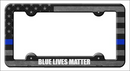 Smart Blonde - Black Thin Blue American Flag (Blue Lives Matter) Metal License Plate Frame