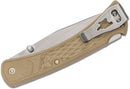 Buck 110 Slim Select Folding Hunter 3.75" Plain Blade, Tan GFN Handles, Deep Carry Pocket Clip - 12680