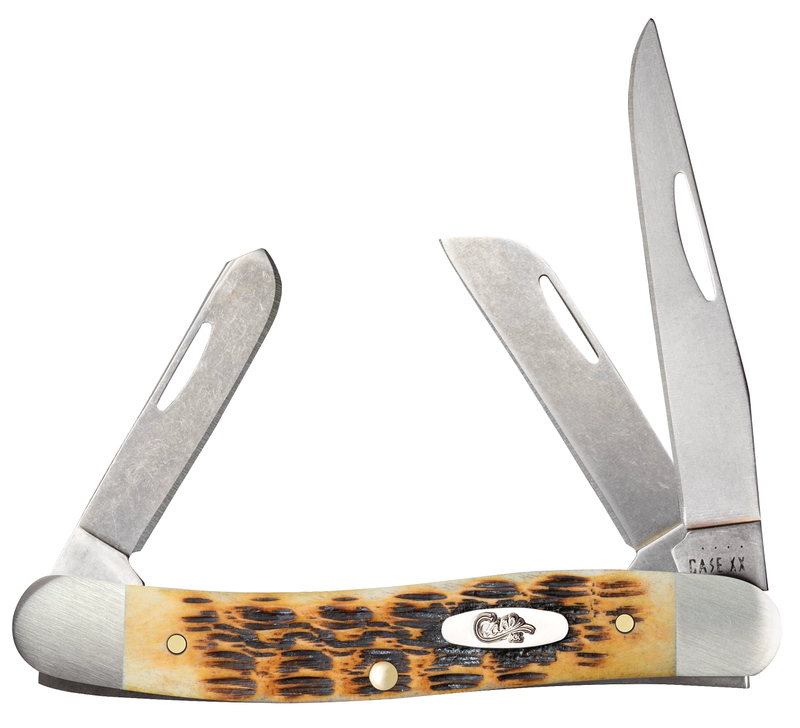 Case Medium Stockman Jigged Burnt Amber Bone (27061)