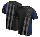 Athletic Dry Wicking Men's Shirt - Distressed Thin Blue Line Flag