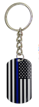 USA Blue Line Dog Tag Keychain
