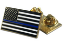 Classic Thin Blue Line American Flag Pin - Double Clutch Backing