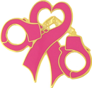 Breast Cancer Awareness Heart Ribbon Pin