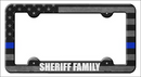 Smart Blonde - Black Thin Blue American Flag (Sheriff Family) Metal License Plate Frame