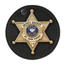 Boston Leather Round Full Swivel Clip On Badge Holder with Hook-and-Loop Closure